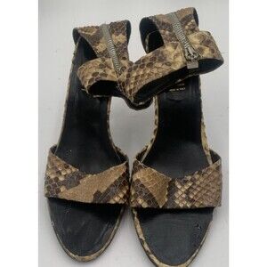 Gianni Versace Couture Snake Print High Heel Size 38.5 US 9 Zipper Back Open Toe